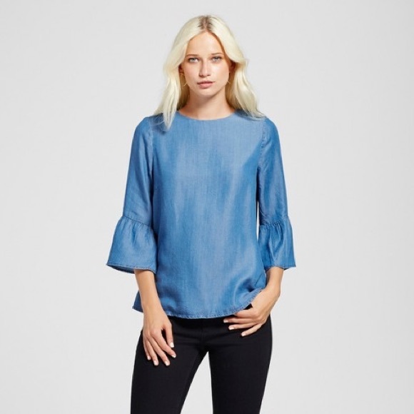 Target Tops - Alison Andrews Chambray Bell Sleeve Top Target Tops - Alison Andrews Chambray Bell Sleeve Top